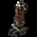 Vintage Industrial Equipment With Intricate Metal Structure Gauges And Mechanical Wheels