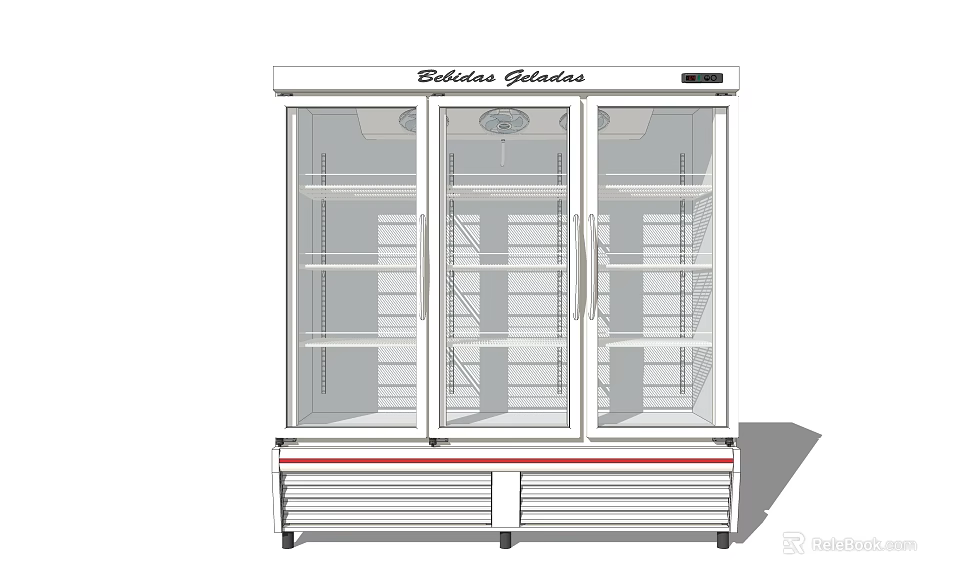 Commercial Display Showcase Shelves with Three Glass Doors and Multiple Layers 3d model 