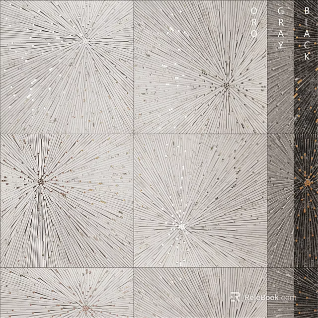 Decorative Square Components With Radial Patterns And Gold Accent Details 3d model 