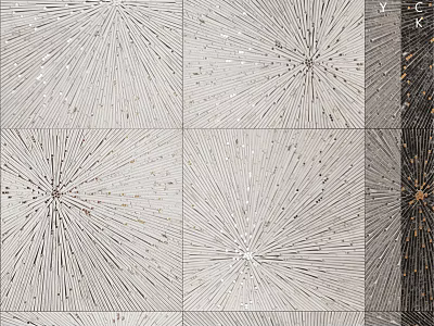 Decorative Square Components With Radial Patterns And Gold Accent Details 3d model