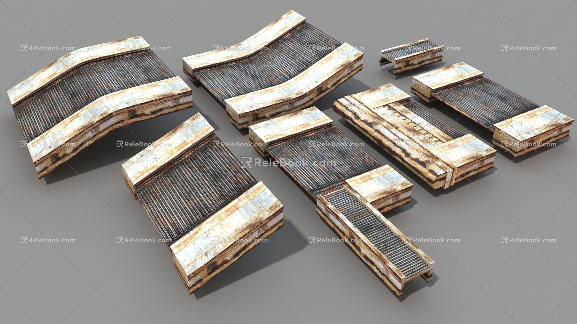 Metal Sheet Pavement Old Road Industrial Pavement 3d model