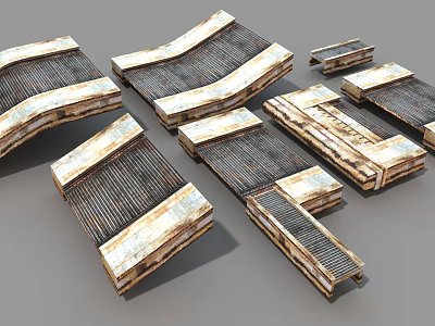 Industrial Equipment Metal Structural Components With Various Shapes Sizes And Industrial Texture 3d model