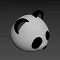 Cute Panda Head 3D Model with Black Ears and Round Black Eyes 3d model