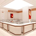 Jewelry Store With Elegant Interior Circular Display Counters And Bright Lighting 3d model