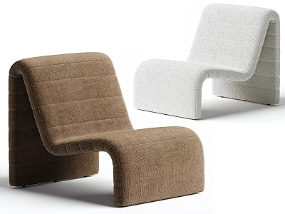 Modern Brown and White Leisure Chairs with Curved Upholstered Design for Contemporary Spaces 3d model