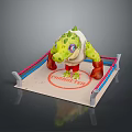 Game Movie Character Green Crocodile In Cinderfella Wrestling Ring With Red Gloves