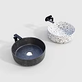 Two Wall Mounted Washbasins One Black And One White With Speckles Design 3d model