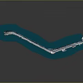 Blue Curved Design Model Featuring White Lines And Pathway Structure
