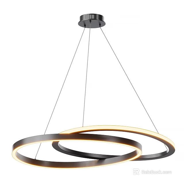 Modern Double Ring Chandelier With Metal Frame And LED Illumination 3d model