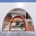 Dameno Storefront With Orange Arch Glass Door Modern Design And Interior Counter Elements