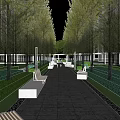 Serene Garden Landscape With Tall Trees Green Lawn And People Enjoying Activities