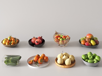 fruit plate fruit tray banana apple pear persimmon pomegranate lemon model