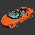 Orange Convertible Sports Car With Modern Design Black Top And Alloy Wheels