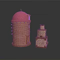 Brick Building Models Featuring Red Dome Tower And Small Chimney Structure