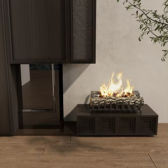 modern fireplace firewood stove 3d model