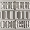 White Decorative Railings Featuring Various Baluster Designs And Architectural Post Styles 3d model