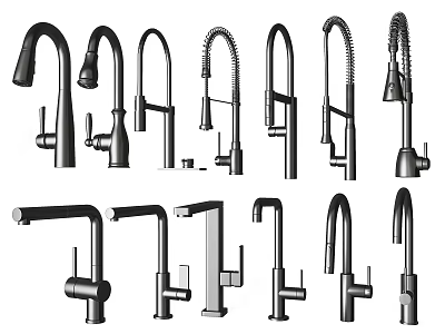 Different Types of Modern Faucets with Various Styles and Functional Designs 3d model