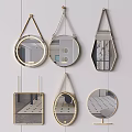 Modern Decorative Wall Mounted Mirrors With Various Shapes And Metal Frames 3d model