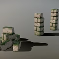 Natural Stacked Stone Formations With Green Moss In Tall And Irregular Stacks