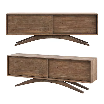 Modern Wooden TV Stand With Crossed Legs And Natural Wood Finish 3d model