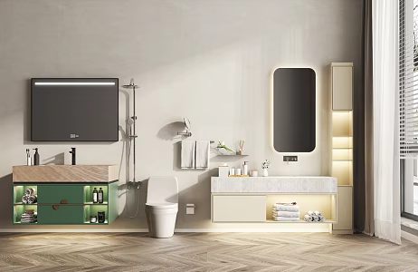 Modern sink bathroom cabinet combination 3d model