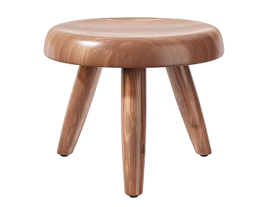 Wooden Three Legged Round Seat Modern Simple Style Stool for Home Decor 3d model