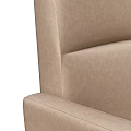 Beige Upholstered Office Chair With High Back Armrests And Metal Base Wheels