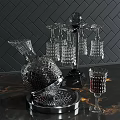 Elegant Crystal Wine Bottles and Glasses Set with Decanter Stand for Home Serving
