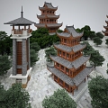 ancient pagoda temple pavilion archway landscape tower five-story tower watchtower ancient building tower ancient building tower 3d model