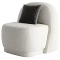 Modern Single Sofa With Textured White Fabric And Dark Accent Cushion
