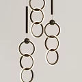 Modern Contemporary Chandelier With Circular Metallic Rings And Illuminated Hanging Design