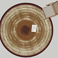 Stylish Round Rug With Brown Beige Concentric Circular Patterns And Soft Texture 3d model