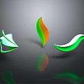 Modern Abstract Decorative Elements With Green Orange Gradient And Dark Background Reflection