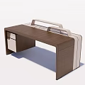 Modern Wooden Office Desk With Dark Brown Finish And White Accents