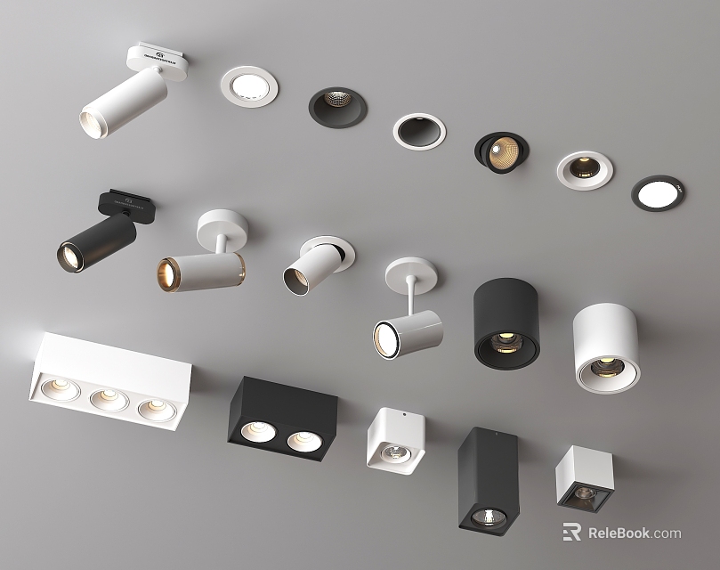 Modern Downlights and Spotlights in Various Styles for Home Interior Lighting 3d model 