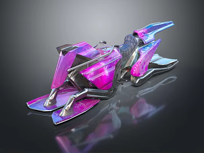 Futuristic Purple And Silver Streamlined Vehicle Design With Transparent Elements 3d model