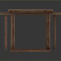 Rustic Wooden Scene Component Structure With Frame Platform And Chains