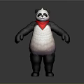 Cute Panda Game Movie Character With Red Bandana And Black White Fur