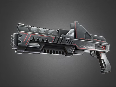 Futuristic Sci Fi Weapon Black Gun With Red Accents And Mechanical Design Details 3d model