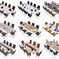 Modern Conference Table Designs With Wooden Tops And Colorful Office Chairs