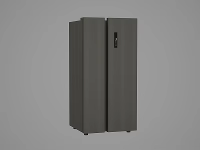 Grey Double Door Refrigerator with Modern Home Appliance Design 3d model