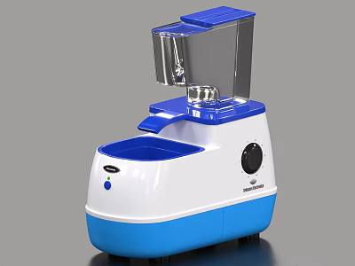 Modern Blue And White Food Processor With Transparent Container Control Knob And Button 3d model