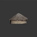 Traditional Round Thatch Roof Structure Model With Earthen Base And Straw Details 3d model