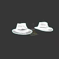 Two Stylish Hats in Gray and Brown with Ribbon Bands on Black Background