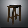 Solid Wood Square Seat Stool With Simple Four Leg Structure For Home Decor 3d model