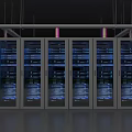 Data Center Server Racks With Blue Lighting And Metal Frames Arrangement 3d model