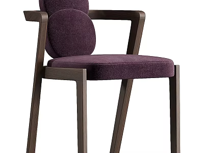 Stylish Purple Fabric Lounge Chair With Dark Wooden Frame And Armrest Design 3d model