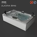 CLAUDIA BZ42 White Rectangular Bathtub With Whirlpool Massage Jets And Flowing Water