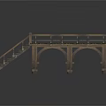 Wooden Bridge Structure Featuring Stairs And Railings Design Details