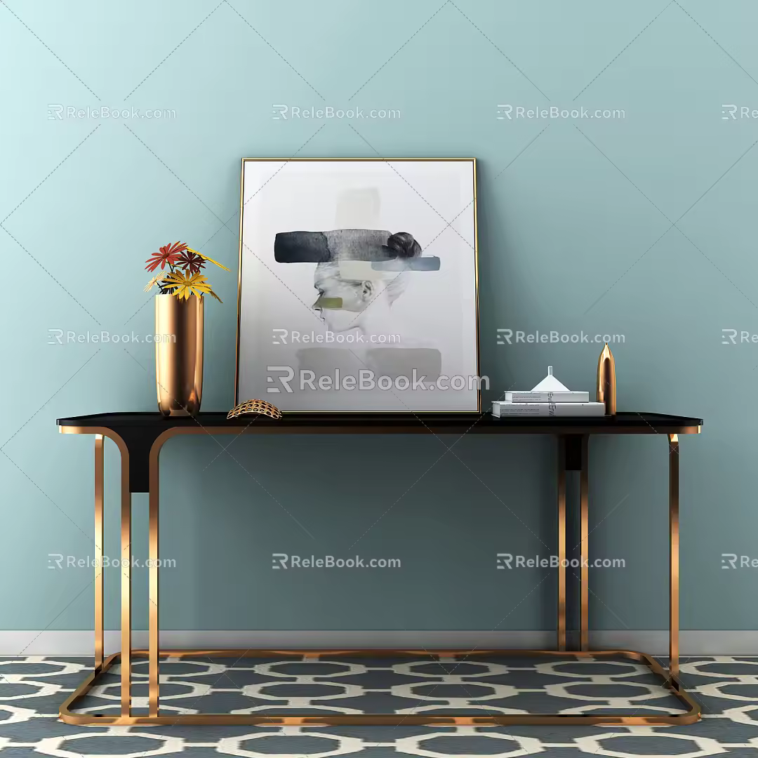 Modern end view table side cabinet 3d model